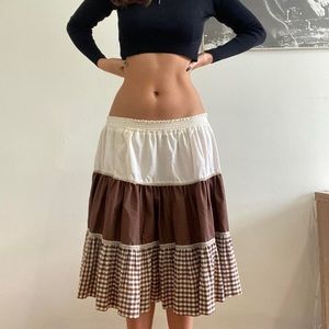 Cottagecore tri colour brown and cream midi skirt 🍂
